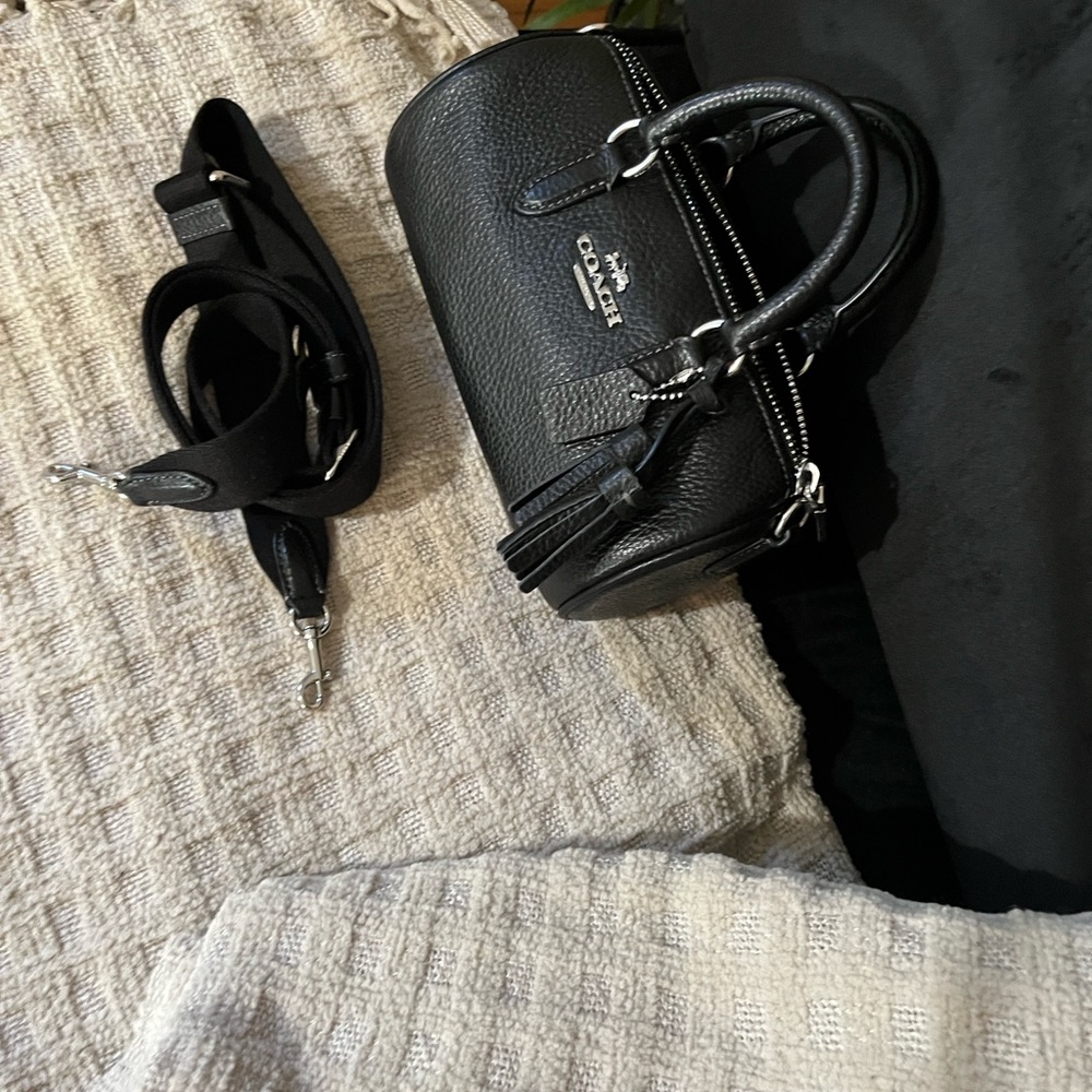 Coach Black Pebbled Leather Satchel - Picture 14 of 16